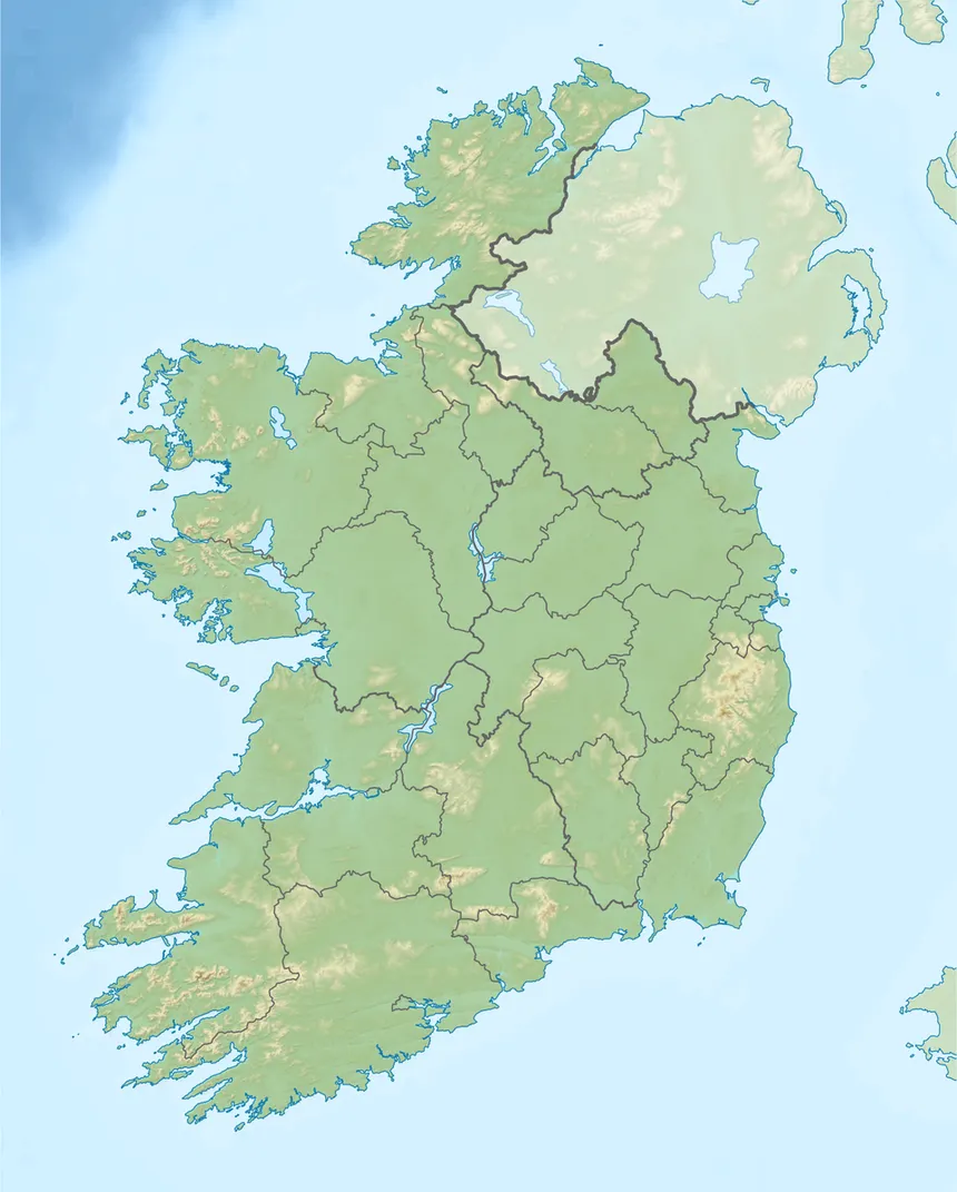Map of Ireland Topographical Base Map